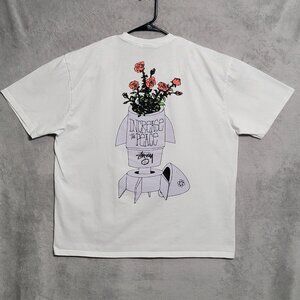 Stussy T-Shirt Mens XL White Increase The Peace Graphic Tee Skate Streetwear